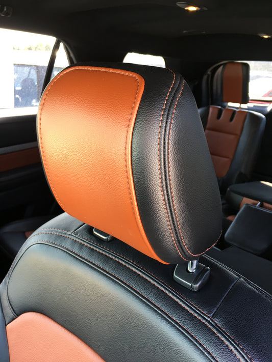 Auto Headrest Upholstery in Leather or Cloth